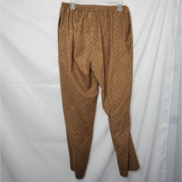 VINTAGE 80s/90s CACHE pants tan high waist textured dot pull‎ on M - Picture 5 of 12